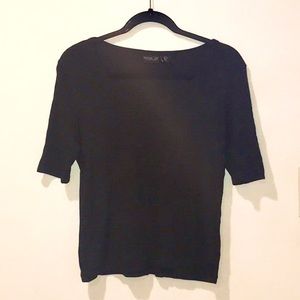 Mid Sleeve Ribbed Top